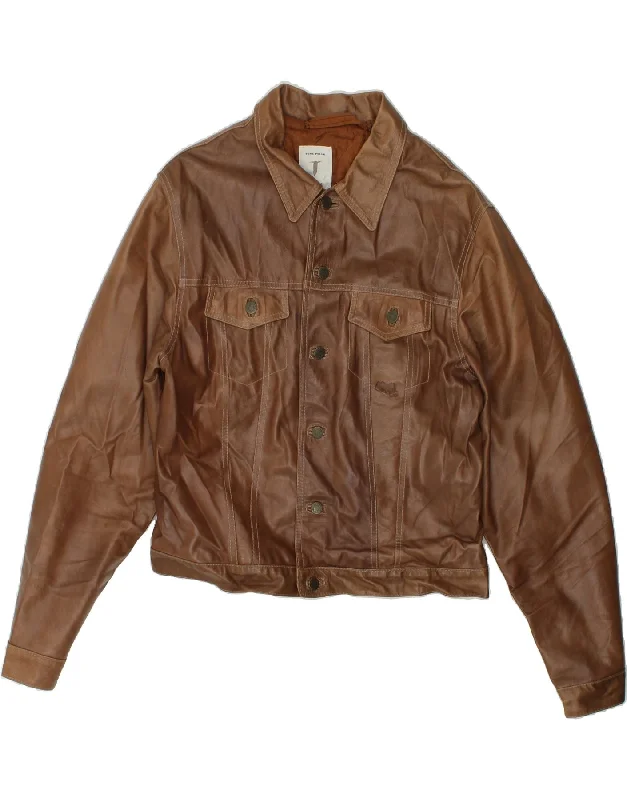 CONBIPEL Mens Leather Jacket UK 38 Medium Brown