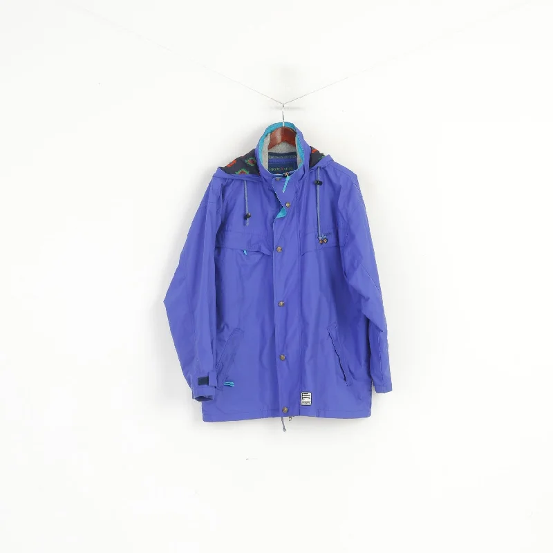 Highlander Adventure Men M Jacket Blue Vintage Hooded Nylon Kaporous Parka