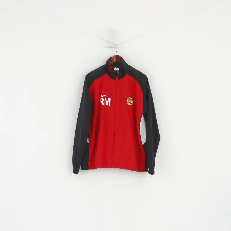 Nike Cramlington Juniors FC Men L Jacket Red Vintage Full ZipperFootball Top