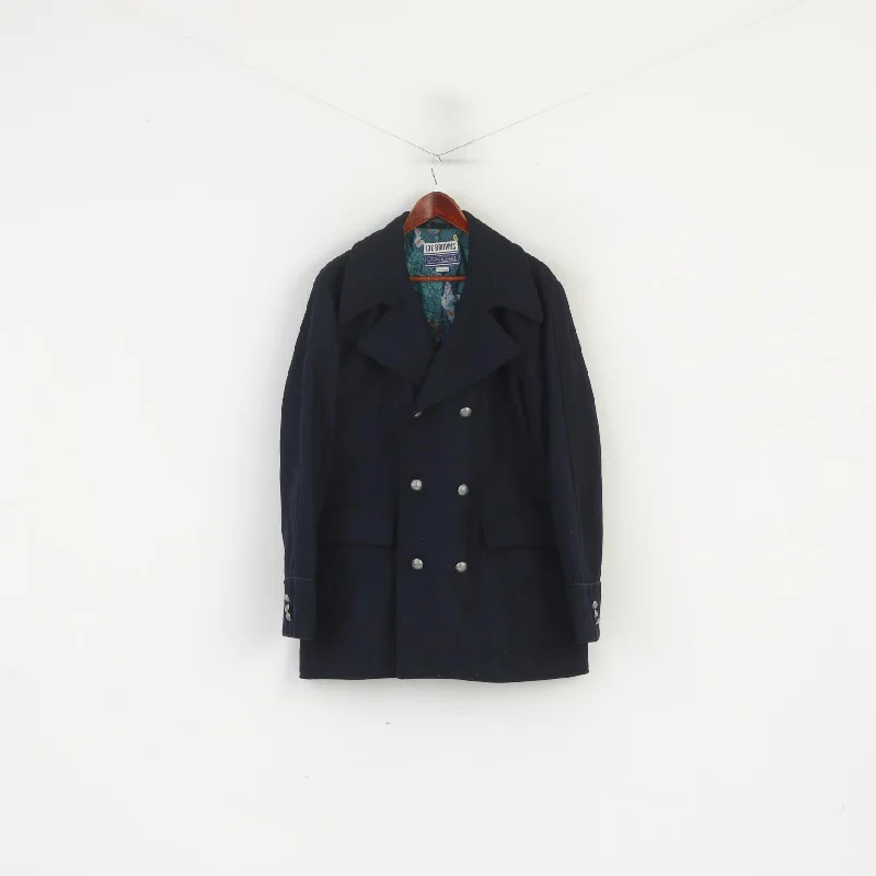 Joe Browns Men L 42 (M) Coat Navy Military Casual Wool Double Breasted Jacket