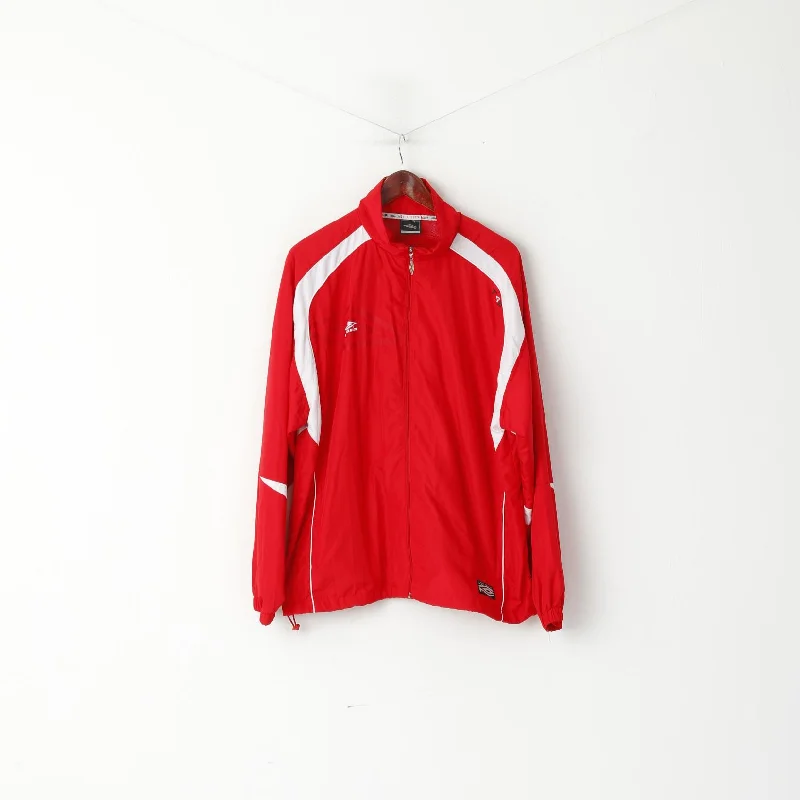 Umbro Men L Jacket Red T4F Activewear Bomber Lightweight Zip Up Sport Top