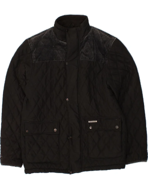 COUNTRY ESTATE Mens Quilted Jacket UK 38 Medium Black Polyester