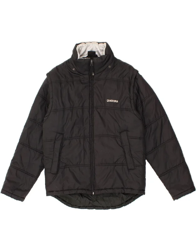 DIADORA Mens Padded Jacket UK 36 Small Black Nylon