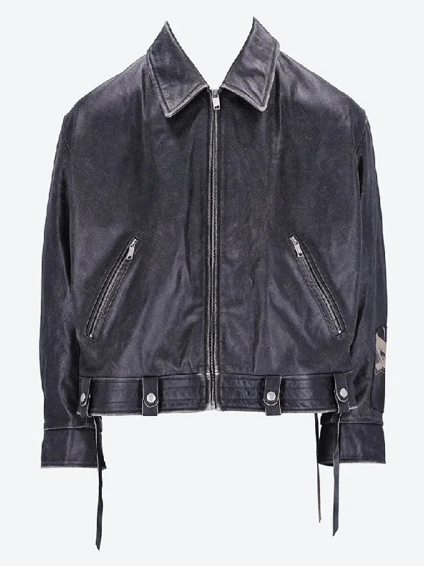 Distressed pianist aviator jacket