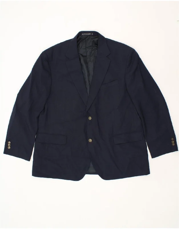 DOCKERS Mens 2 Button Blazer Jacket UK 46 3XL Navy Blue Polyester