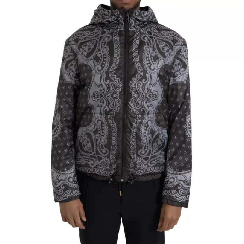 Dolce & Gabbana  Bandana Hooded Full Zip Bomber Men's Jacket (Pre-Owned)