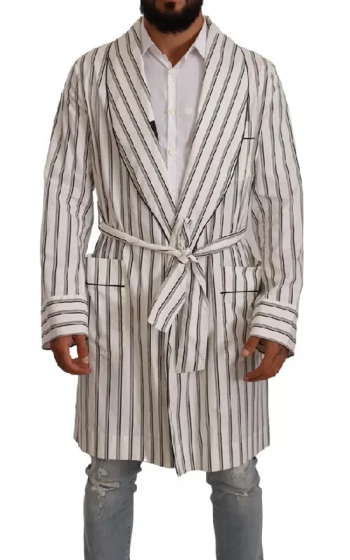 Dolce & Gabbana  Striped Cotton Robe Coat Wrap Men's Jacket (Pre-Owned)