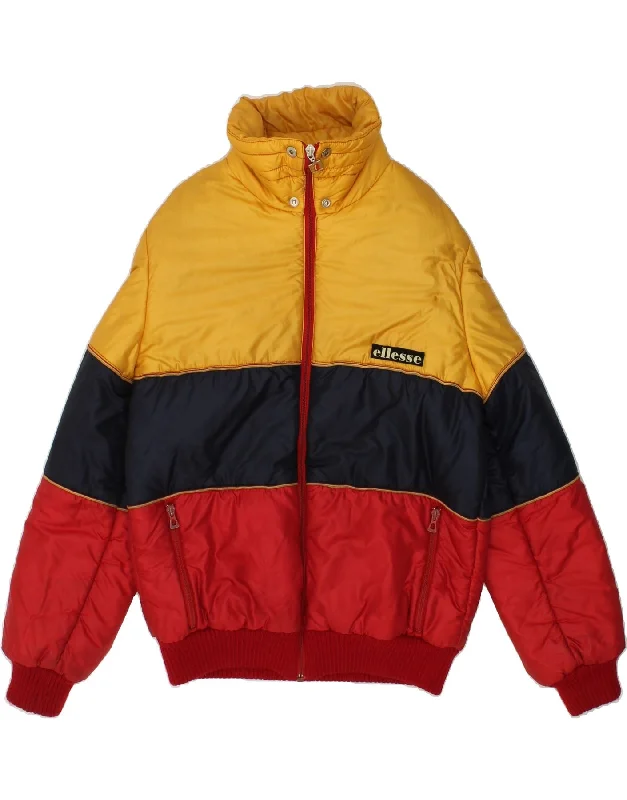 ELLESSE Mens Hooded Padded Jacket EU 34 XS Multicoloured Colourblock Nylon