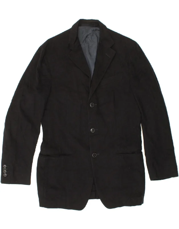 ERMENEGILDO ZEGNA Mens 3 Button Blazer Jacket IT 46 Small Black Wool