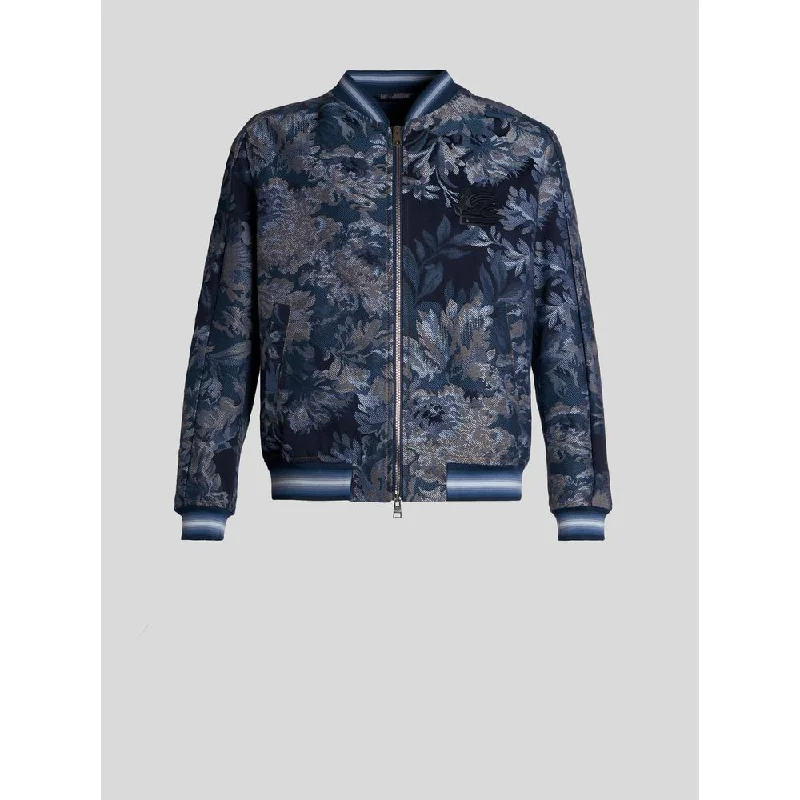 FLORAL BOMBER JACKET WITH INTARSIA