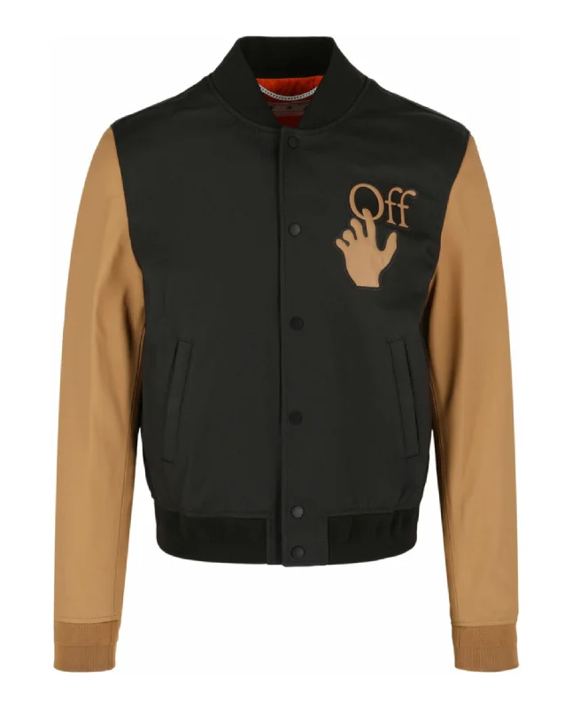 Hand Off Leather Varsity Jacket