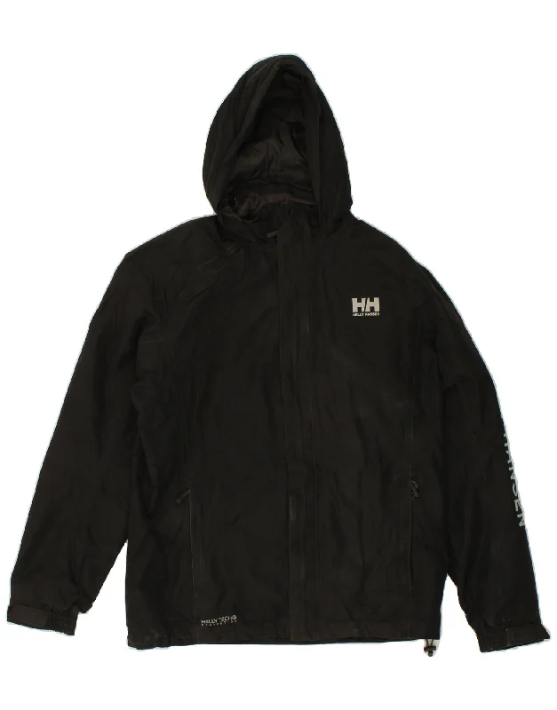 HELLY HANSEN Mens Graphic Hooded Windbreaker Jacket UK 40 Large Black