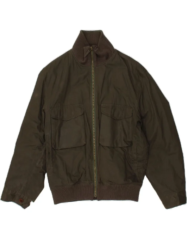 HENRY COTTONS Mens Bomber Jacket IT 46 Small Khaki