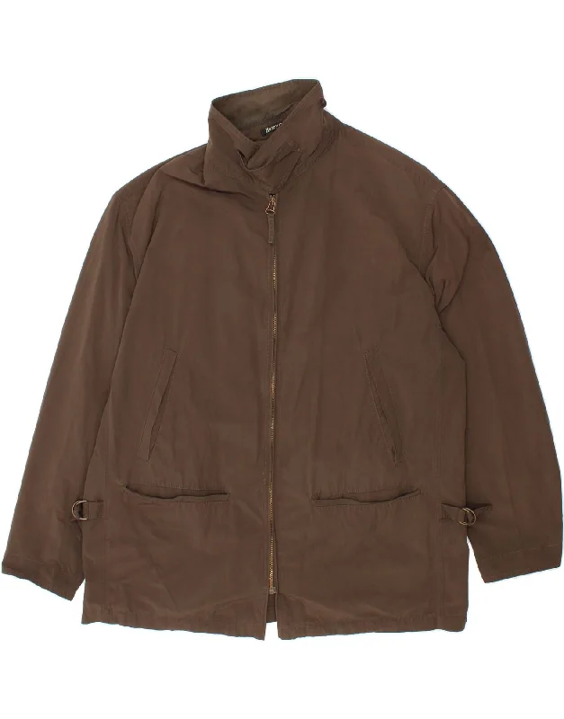 HENRY COTTONS Mens Windbreaker Jacket IT 54 2XL Brown Cotton