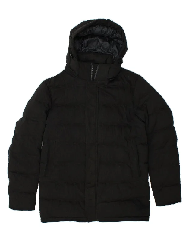 HERNO Mens Hooded Padded Jacket IT 50 Large Black Polyester