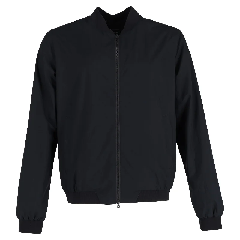 Herno Zip-Up with Pockets Bomber Jacket in Black Polyester