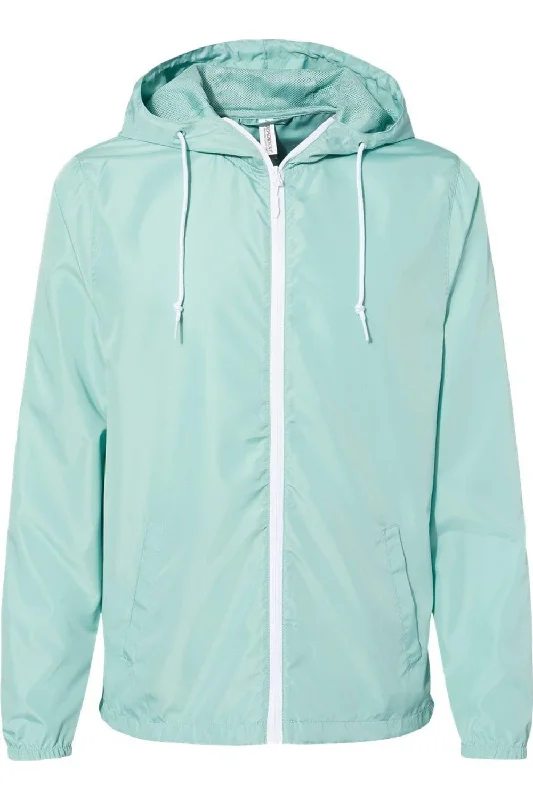 aqua/ white zipper