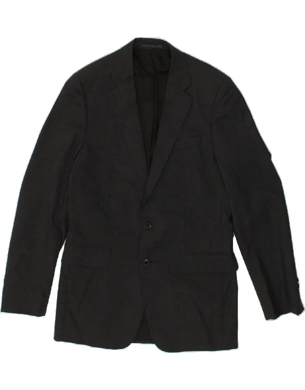 JAEGER Mens 2 Button Blazer Jacket UK 38 Medium Black Linen