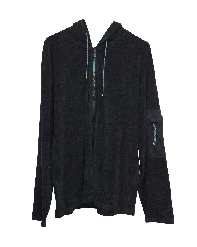 Loewe Hooded Jacket in Navy Blue Cotton