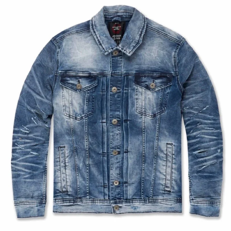 Men's Bayside Denim Trucker Jacket In Deep Blue