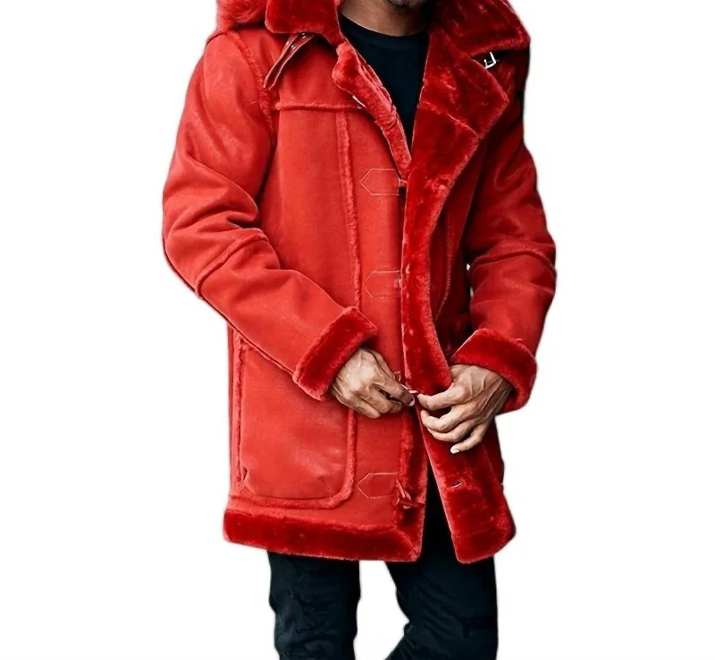 Men's Denali Shearling Jacket In Red