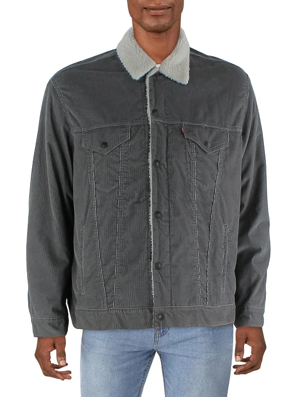 Mens Fleece Lined Vintage Trucker Jacket