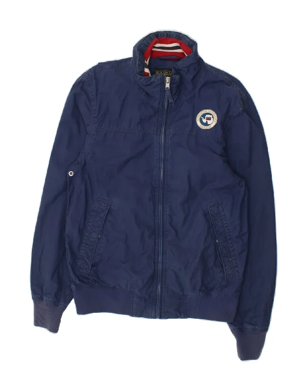 NAPAPIJRI Mens Bomber Jacket UK 40 Large Navy Blue Cotton