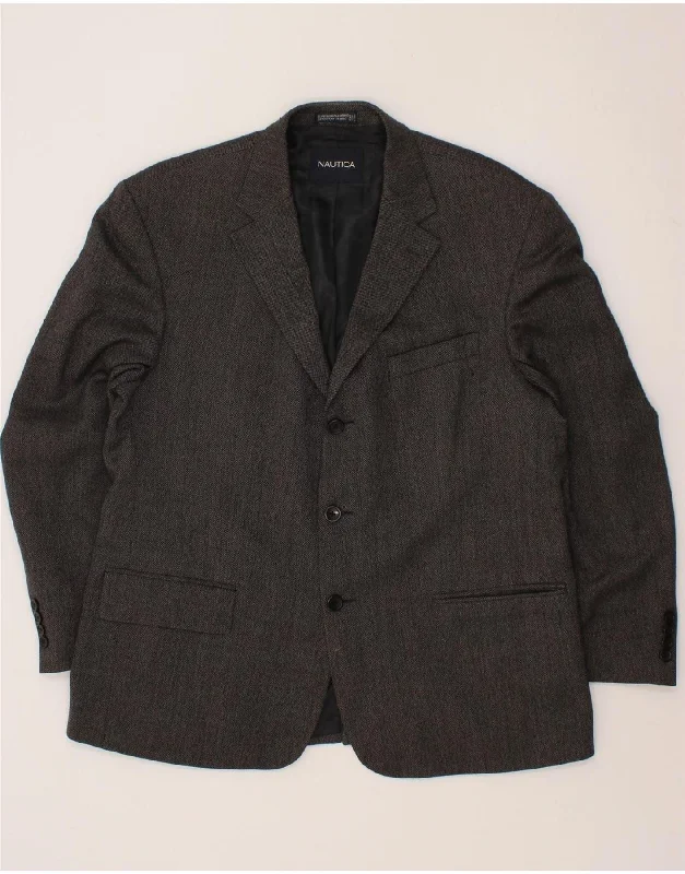 NAUTICA Mens 3 Button Blazer Jacket Size 43 XL Grey Wool