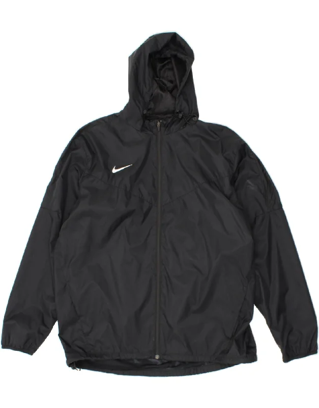 NIKE Mens Tall Hooded Rain Jacket UK 44 2XL Black Nylon