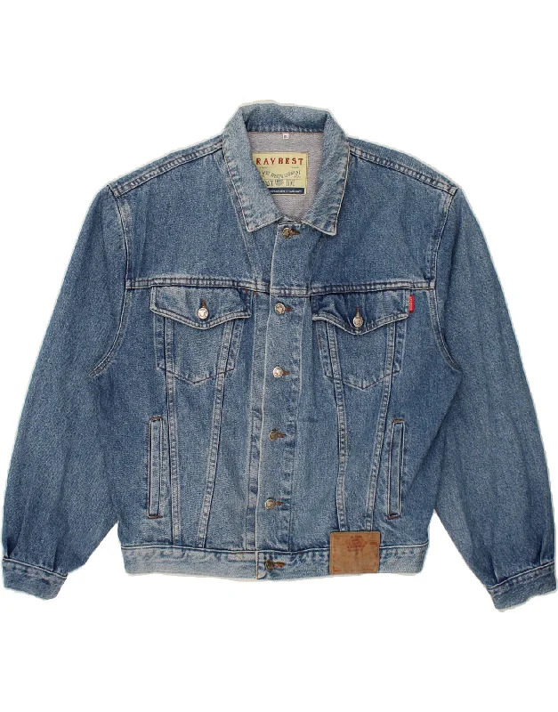 RAYBEST Mens Denim Jacket UK 42 XL Blue