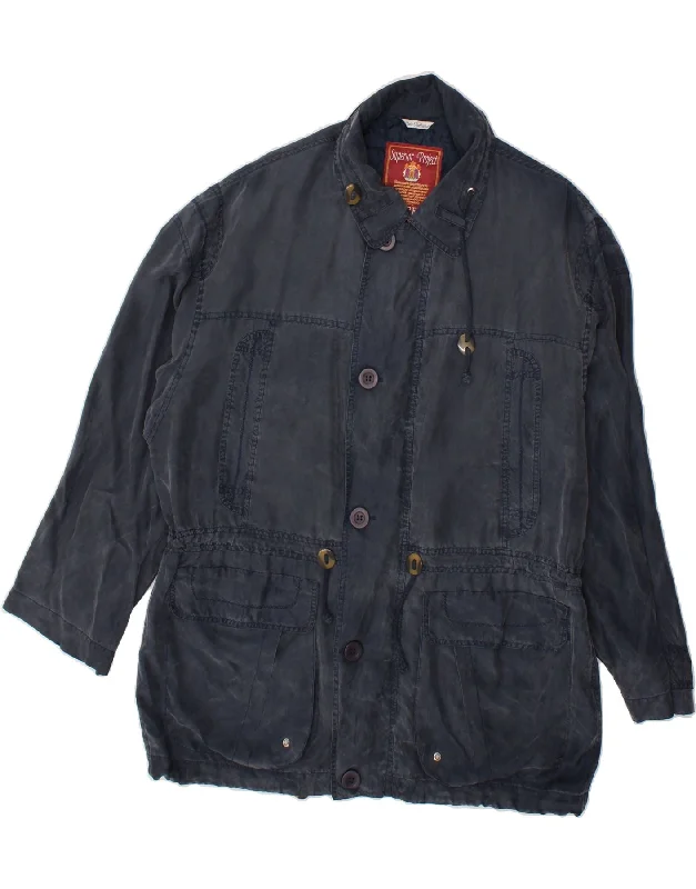 RAYBEST Mens Utility Jacket UK 40 Large Navy Blue Silk