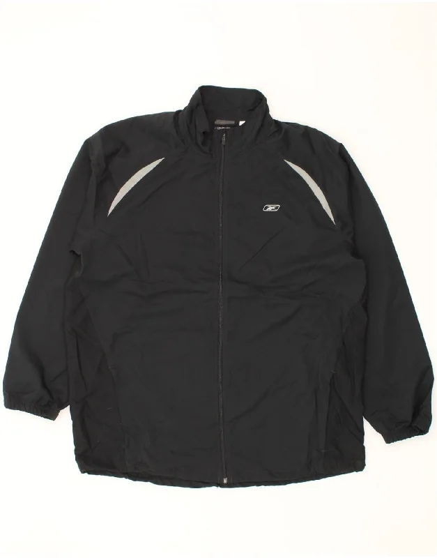 REEBOK Mens Rain Jacket UK 44 2XL Black Polyester