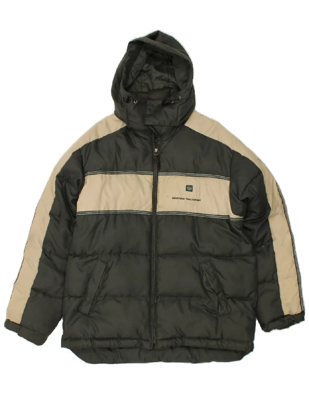 SERGIO TACCHINI Mens Hooded Padded Jacket UK 40 Large Green Colourblock