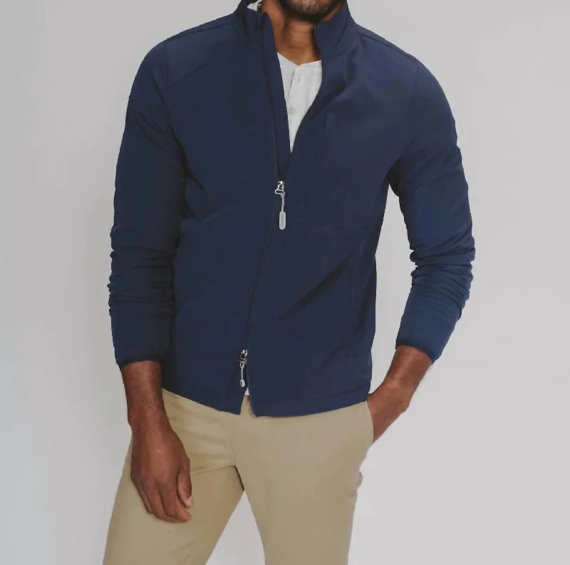 Soft Shell Full Zip Jacket In Navy