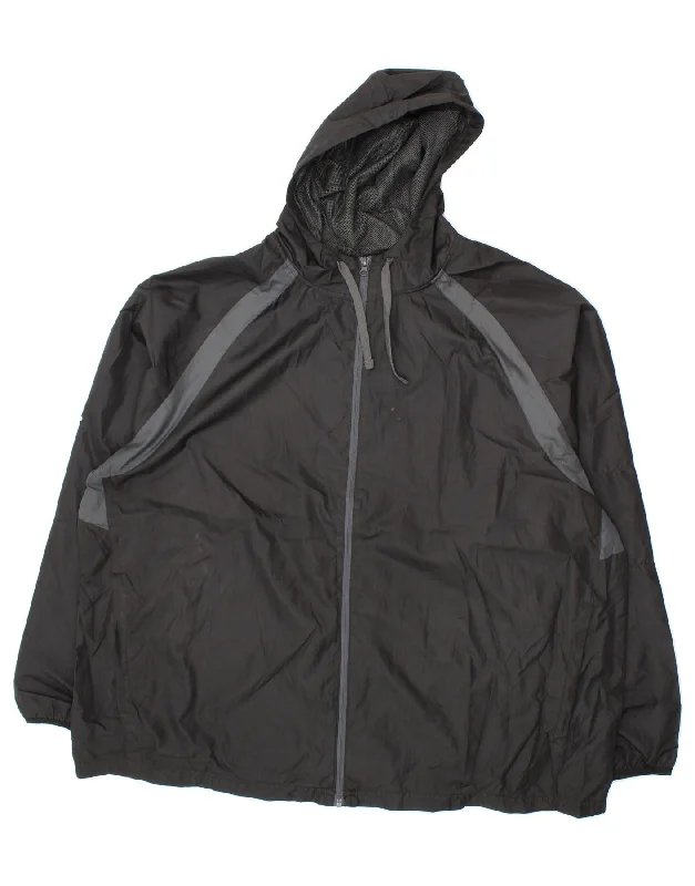 STARTER Mens Hooded Rain Jacket UK 46 3XL Black Colourblock Polyester