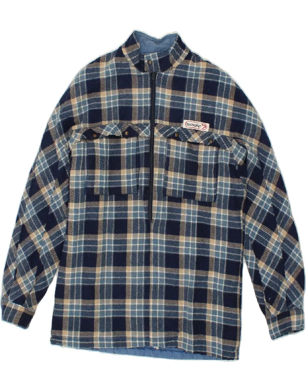 TECNOALP Mens Flannel Anorak Jacket UK 38 Medium Navy Blue Check