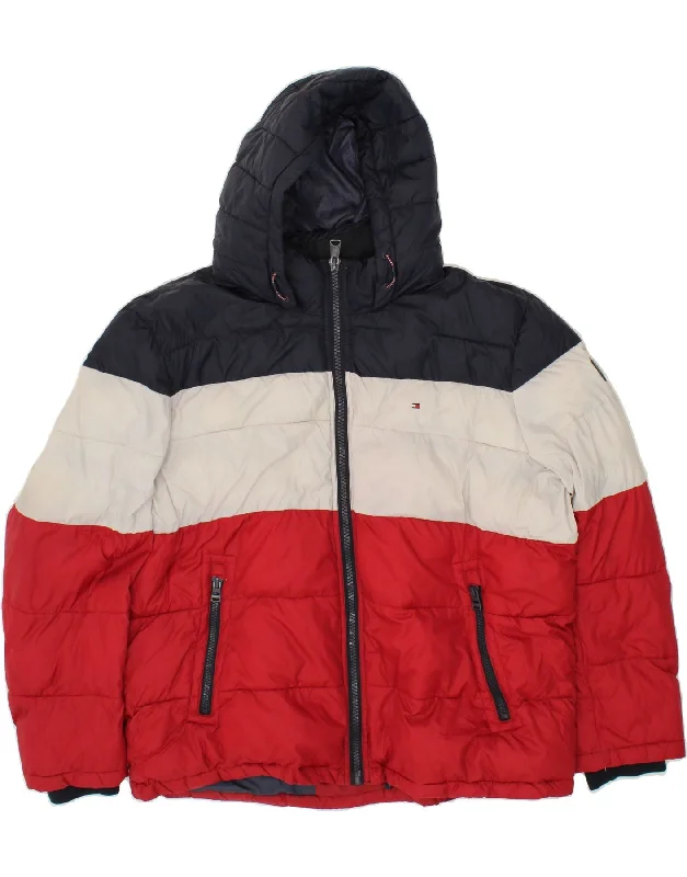 TOMMY HILFIGER Mens Hooded Padded Jacket UK 46 3XL Multicoloured