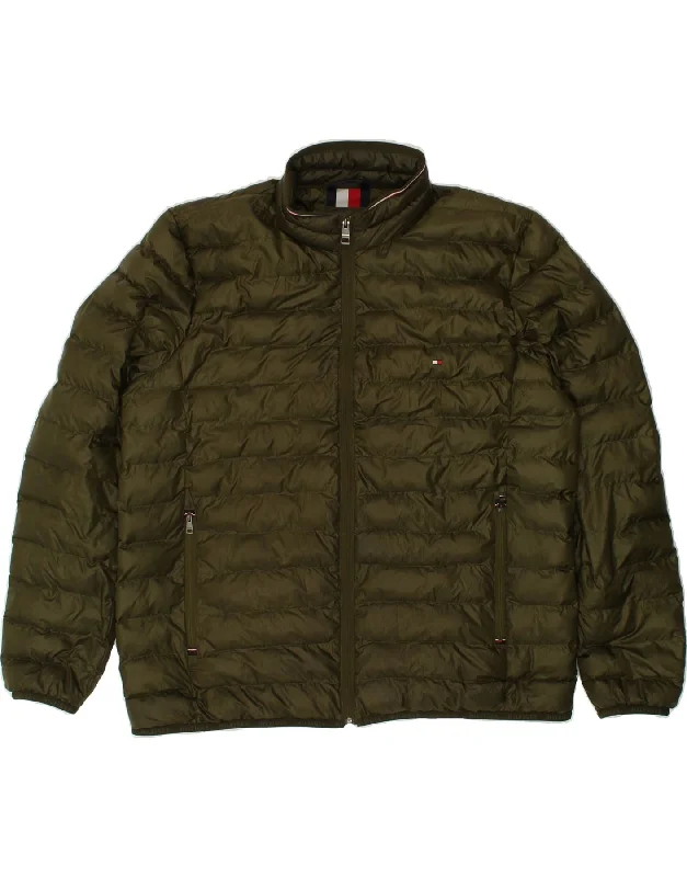 TOMMY HILFIGER Mens Padded Jacket UK 44 2XL Khaki Polyester