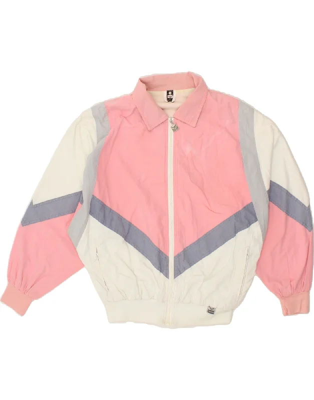 TRIGEMA Mens Bomber Jacket UK 38 Medium Pink Colourblock Cotton