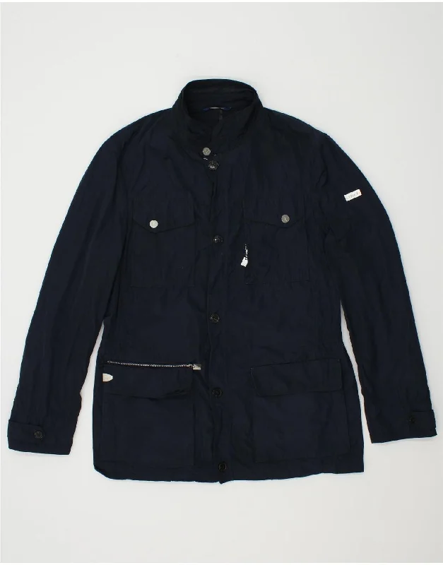 TRUSSARDI Mens Utility Jacket IT 50 Large Navy Blue Polyester