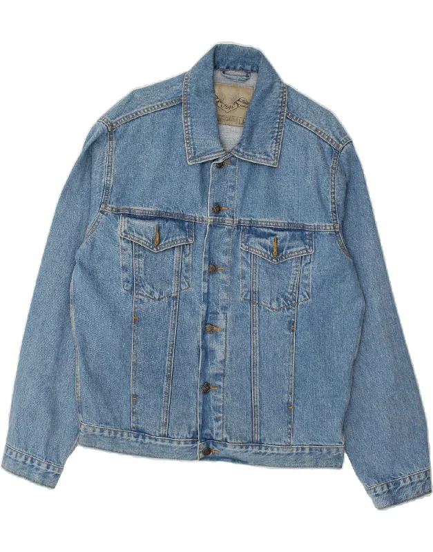 VINTAGE Mens Denim Jacket UK 40 Large Blue Cotton