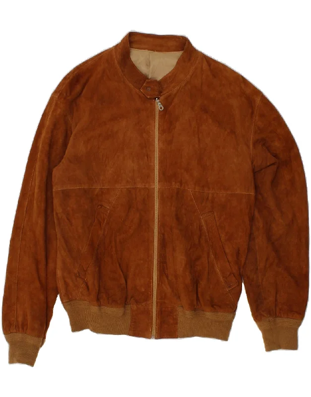 VINTAGE Mens Suede Jacket IT 52 XL Brown Leather