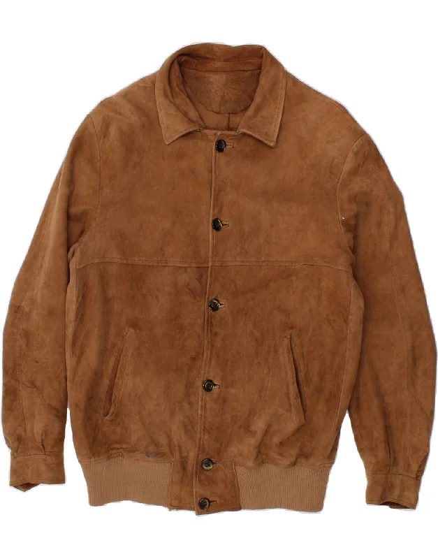 VINTAGE Mens Suede Jacket UK 36 Small Brown