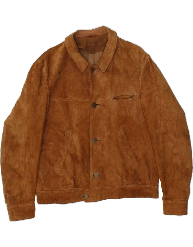 VINTAGE Mens Suede Jacket UK 36 Small Brown