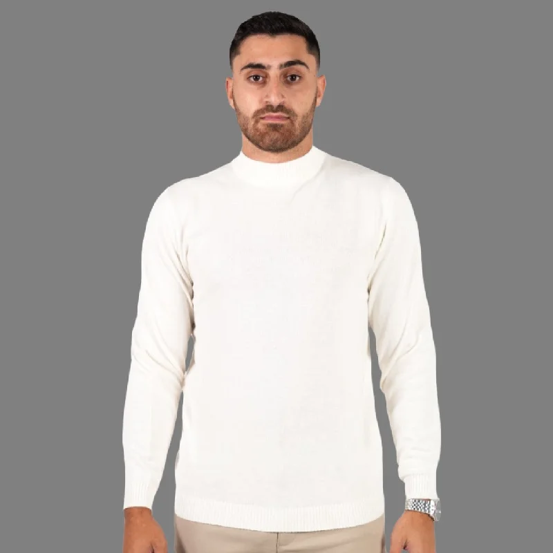 Mock Neck Long Sleeve Sweater- Cream