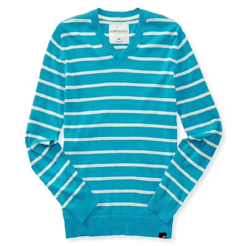 Aeropostale Mens Stripe Pullover Sweater, Blue, Small