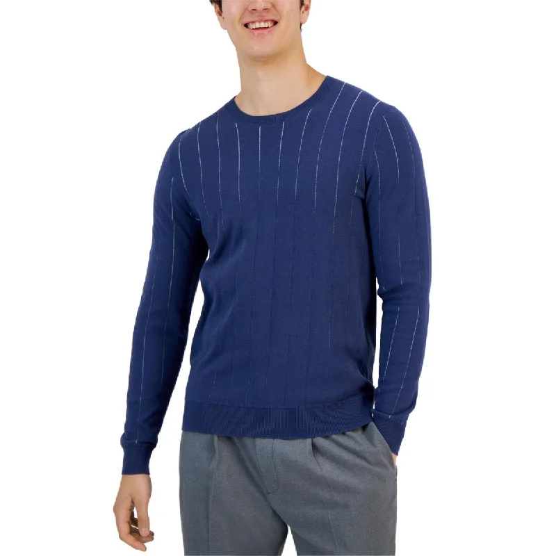 Alfani Mens Cotton Striped Crewneck Sweater