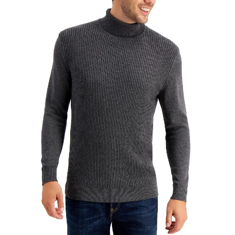 Club Room Mens Textured Cotton Turtleneck Sweater