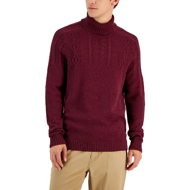 Club Room Mens Cable Knit Chunky Turtleneck Sweater