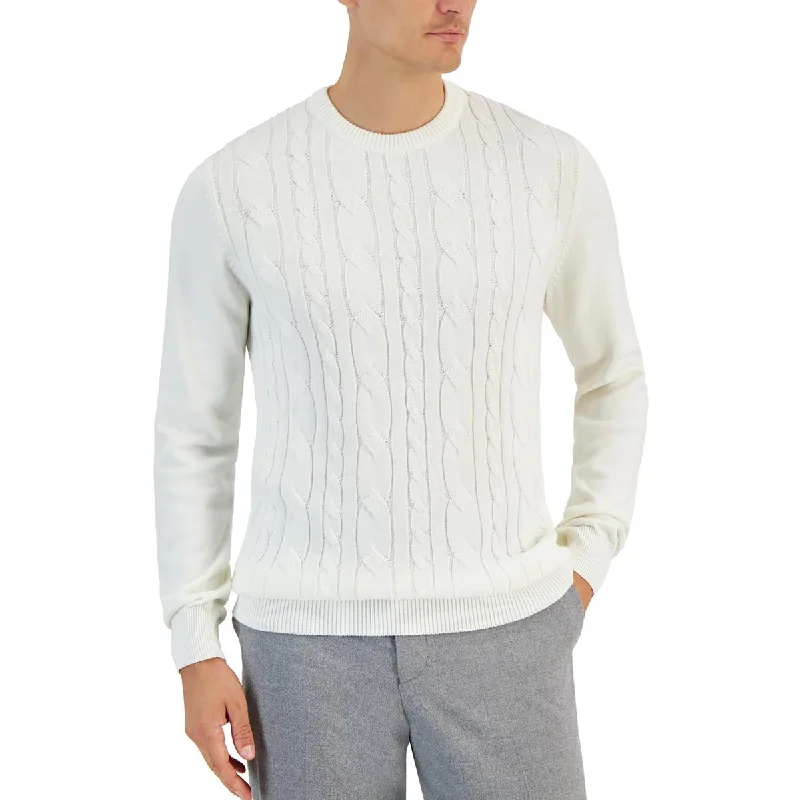 Club Room Mens Cable Knit Crewneck Sweater